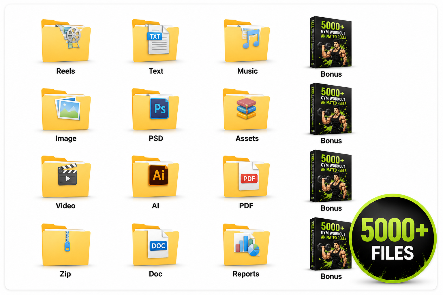 5000+ Gym Workout Animated Reels Bundle